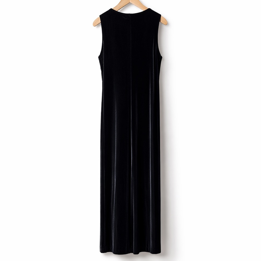 CARTISE Velvet Maxi Dress Sleeveless Draped Formal Evening Cocktail Gown Black - Picture 6 of 16